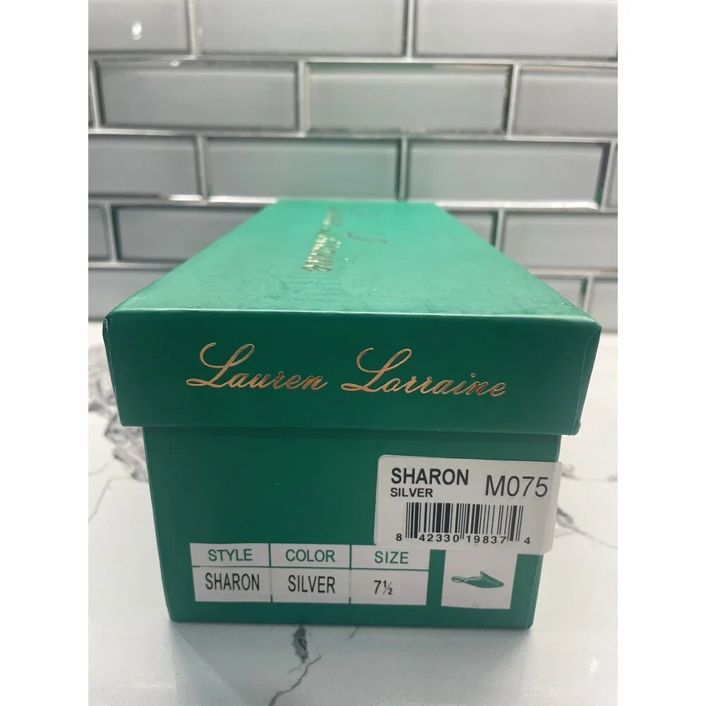 Lauren Lorraine Sharon Sandals Silver 7.5 Dressy Sparkle Shoes‎ NIB NEW